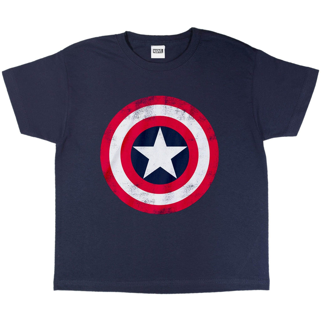 Cotton Soul Maglietta Bambini Captain America Drip Shield - Navy, Cotone, Girocollo Costine, Vestibilità Regolare, Età 2-7 Anni