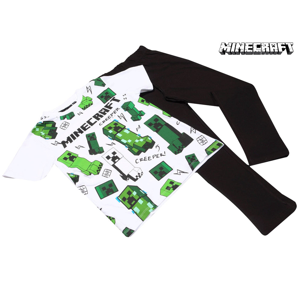 Pyjama Long Garçon Minecraft Creeper Bleu – Ensemble Coton Officiel 4-15 Ans