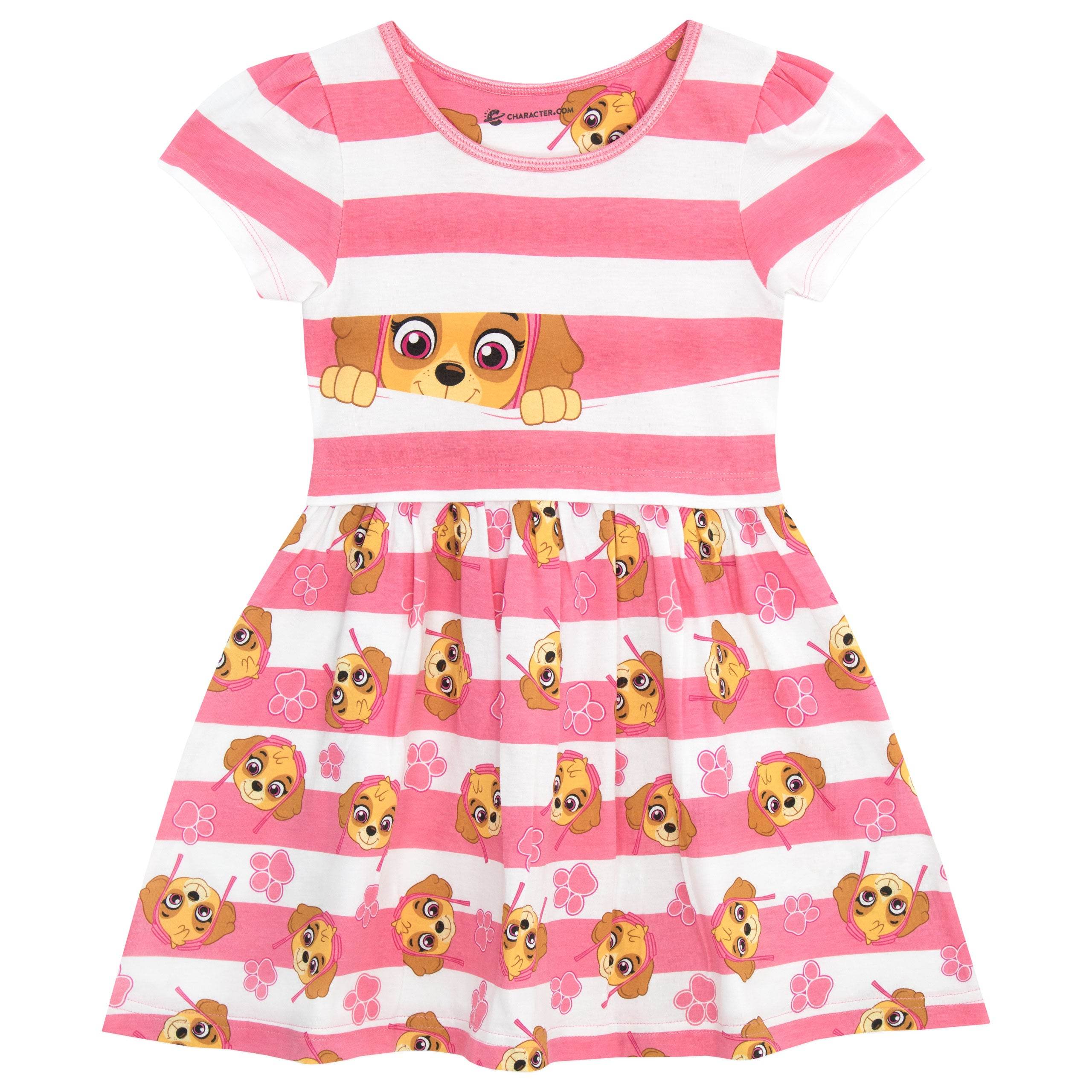PAW Patrol Skye Dress | 100% Soft Cotton | Pink/White Stripe Character.com PAW Patrol Skye Dress | 100% Soft Cotton | Pink/White Stripe Character.com