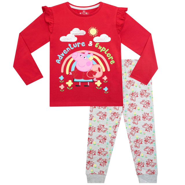 Peppa Pig Pyjama Court Pour Fille Jaune - Haut Volants Et Short à Motifs