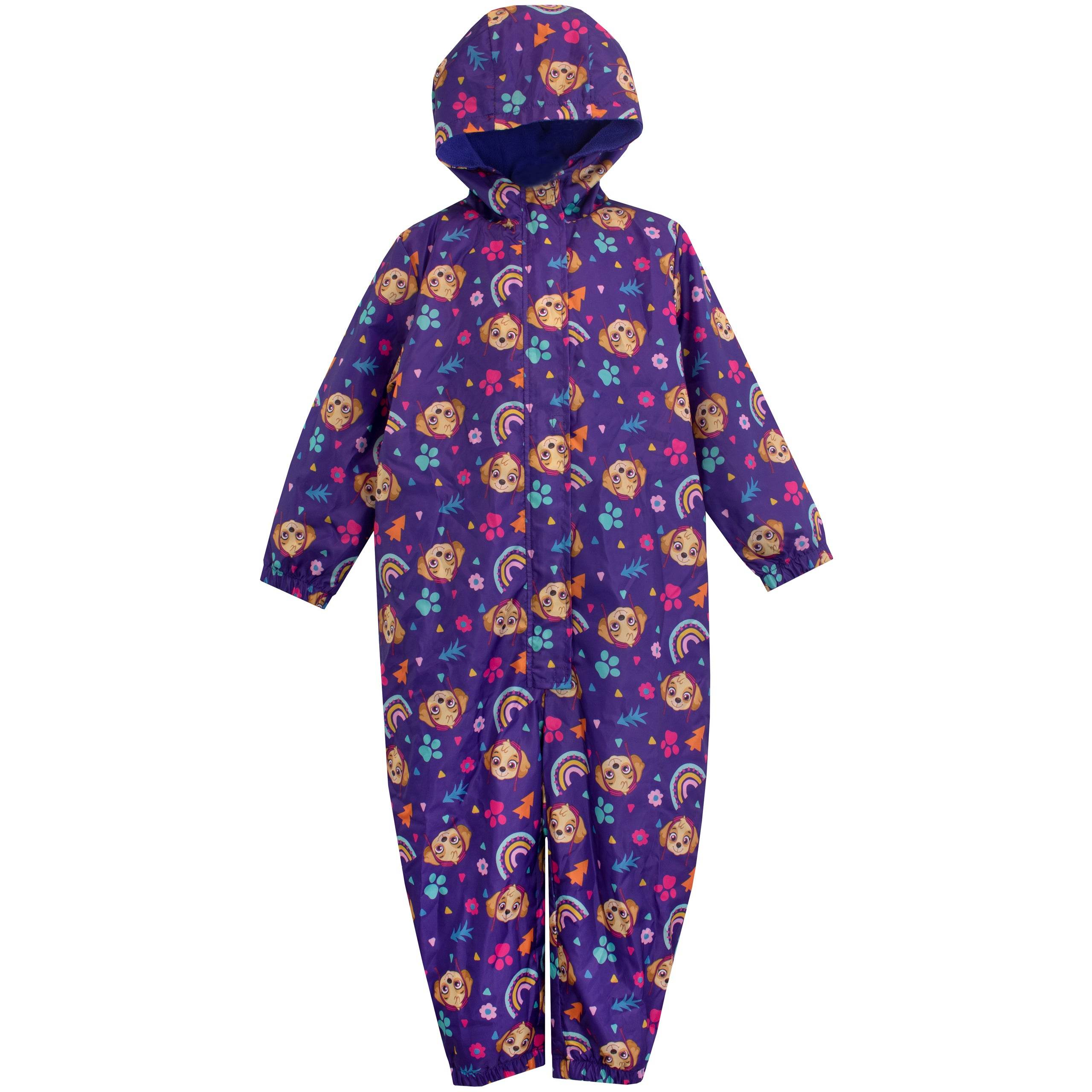 PAW Patrol Girls Puddlesuit Soft Fleece Inside Skye Raincoat