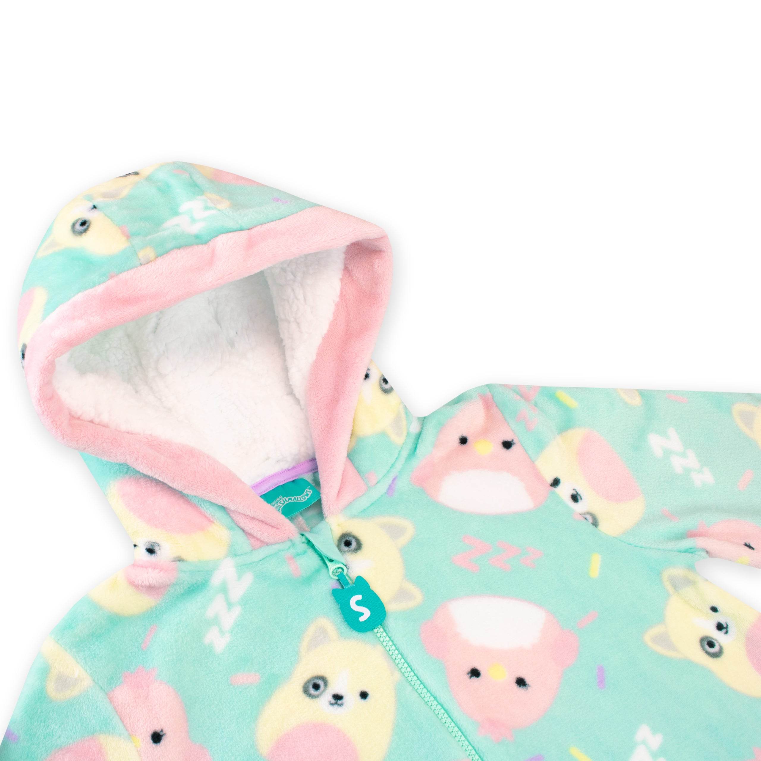 Squishmallows Girls Fleece Onesie Charlie and Trina Hooded Sleepwear Squishmallows Girls Fleece Onesie Charlie and Trina Hooded Sleepwear